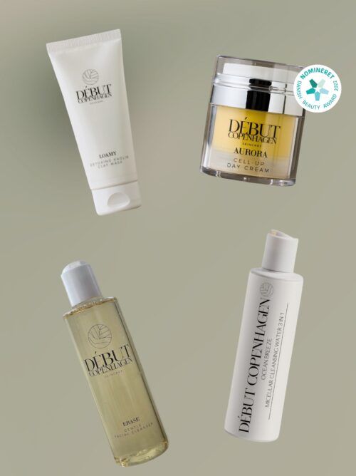 Aurora Day Cream, Loamy Clay Mask, Erase Facial Wash, Ocean Breeze Micellar Cleansing water